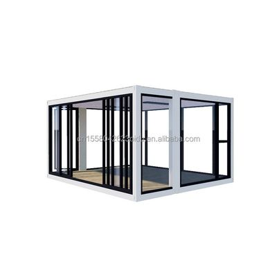 Couleur personnalisée Container de 20 pieds Salle d'exposition de voitures Maison préfabriquée pliable alliage d'aluminium verre trempé Boutique mobile