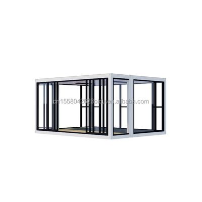 Couleur personnalisée Container de 20 pieds Salle d'exposition de voitures Maison préfabriquée pliable alliage d'aluminium verre trempé Boutique mobile