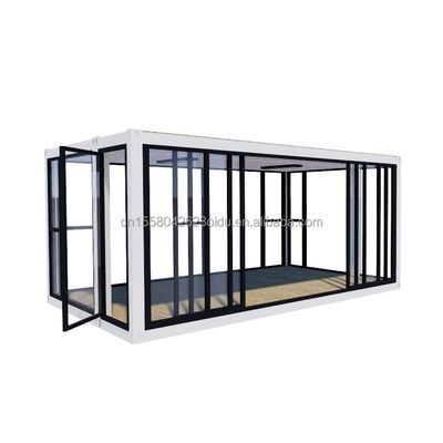 Couleur personnalisée Container de 20 pieds Salle d'exposition de voitures Maison préfabriquée pliable alliage d'aluminium verre trempé Boutique mobile