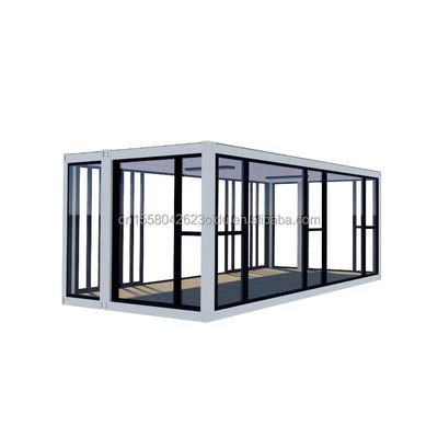 Couleur personnalisée Container de 20 pieds Salle d'exposition de voitures Maison préfabriquée pliable alliage d'aluminium verre trempé Boutique mobile