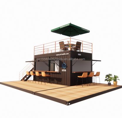 Bar de conteneur pop-up de deux étages de 10 pieds 20 pieds conçu avec un design moderne et des fenêtres en alliage d'aluminium