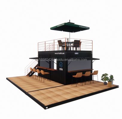 Bar de conteneur pop-up de deux étages de 10 pieds 20 pieds conçu avec un design moderne et des fenêtres en alliage d'aluminium