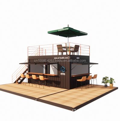 Bar de conteneur pop-up de deux étages de 10 pieds 20 pieds conçu avec un design moderne et des fenêtres en alliage d'aluminium