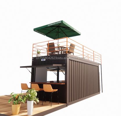 Bar de conteneur pop-up de deux étages de 10 pieds 20 pieds conçu avec un design moderne et des fenêtres en alliage d'aluminium