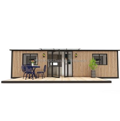 Design moderne maison de conteneurs en bois préfabriquée bureau évolutif avec cadre en acier et pliage en acier galvanisé 180g