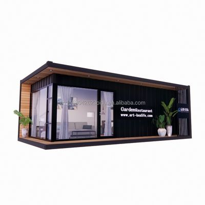 Design moderne maison de conteneurs en bois préfabriquée bureau évolutif avec cadre en acier et pliage en acier galvanisé 180g