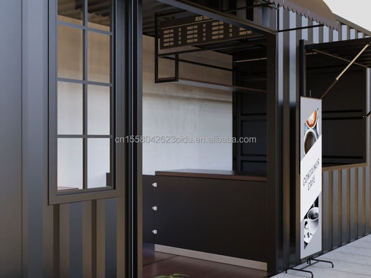 Container de panneau de sandwich préfabriqué Restaurant maison modulaire de 20 pieds 40 pieds maisons pour la livraison mobile personnalisée bar dans les cafés