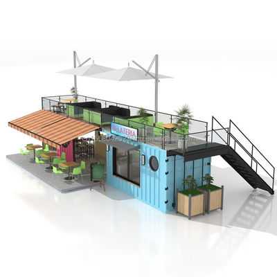 50/75/100mm Wave Sandwich Panel Mur 20ft 40ft Conteneur pliant Café Restaurant Expédition Conteneur Bar Café avec cuisine