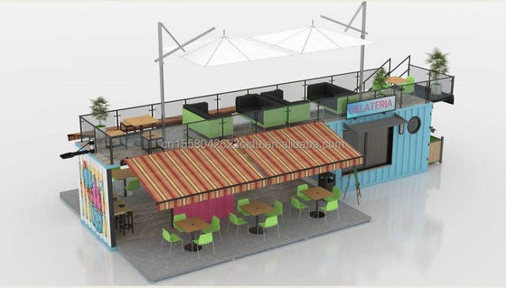50/75/100mm Wave Sandwich Panel Mur 20ft 40ft Conteneur pliant Café Restaurant Expédition Conteneur Bar Café avec cuisine