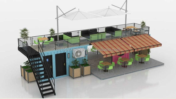 50/75/100mm Wave Sandwich Panel Mur 20ft 40ft Conteneur pliant Café Restaurant Expédition Conteneur Bar Café avec cuisine