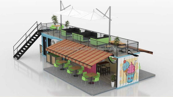 50/75/100mm Wave Sandwich Panel Mur 20ft 40ft Conteneur pliant Café Restaurant Expédition Conteneur Bar Café avec cuisine