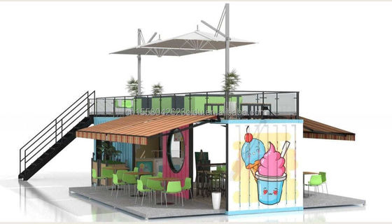 50/75/100mm Wave Sandwich Panel Mur 20ft 40ft Conteneur pliant Café Restaurant Expédition Conteneur Bar Café avec cuisine