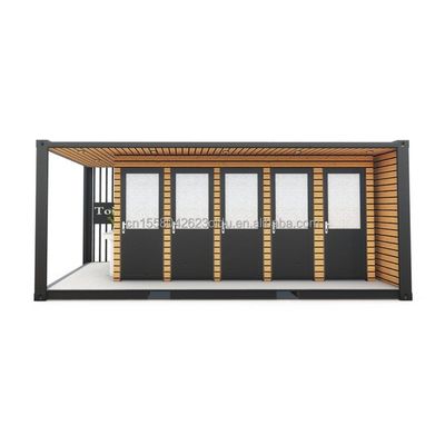 Container d'expédition modifié pour toilettes extérieures de 20 pieds ou 40 pieds en acier et panneau sandwich avec fenêtres en alliage d'aluminium