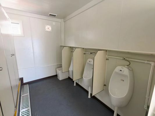 Toilette en conteneur préfabriqué pour magasin ou villa fenêtres en alliage d'aluminium et design moderne du milieu du siècle