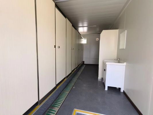Toilette en conteneur préfabriqué pour magasin ou villa fenêtres en alliage d'aluminium et design moderne du milieu du siècle
