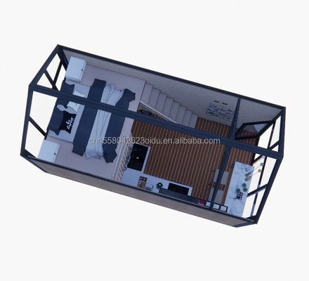 Maison mobile en bois amovible avec 50/75/100 mm de panneaux ondulatoires et une chambre à coucher en style loft de design moderne inclus