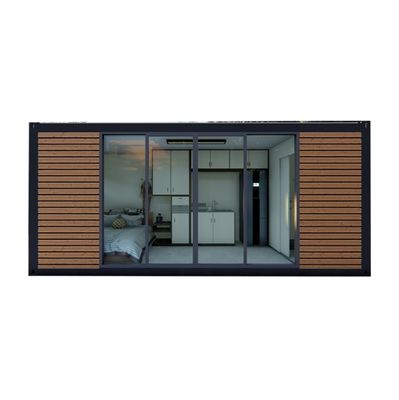 Paroi 50/75/100 mm Panneau sandwich ondulé Luxe Maison en bois moderne Structure en acier Emballage plat Container maison pour hôtel