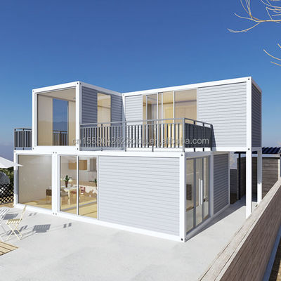 Paroi 50/75/100 mm Panneau sandwich ondulé Luxe Maison en bois moderne Structure en acier Emballage plat Container maison pour hôtel