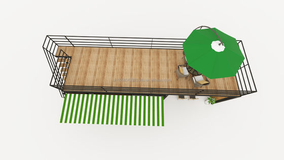 Structure principale Tubes carrées en acier galvanisé 40 pieds 20 pieds Salle de conteneurs de luxe Stand de vente Café Garde Box Office Bar